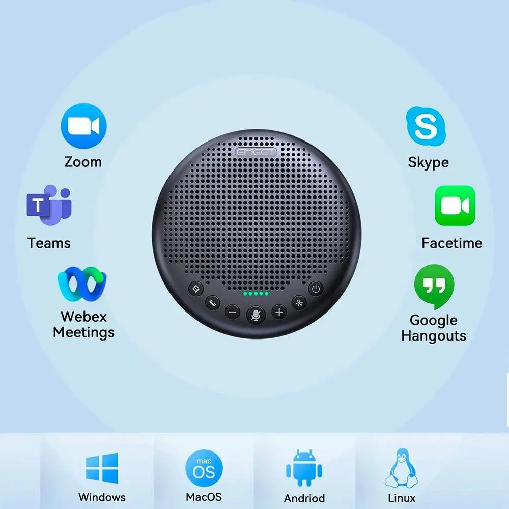 EMEET Smart OfficeCore Luna Plus Bluetooth Speakerphone with Extension Mic