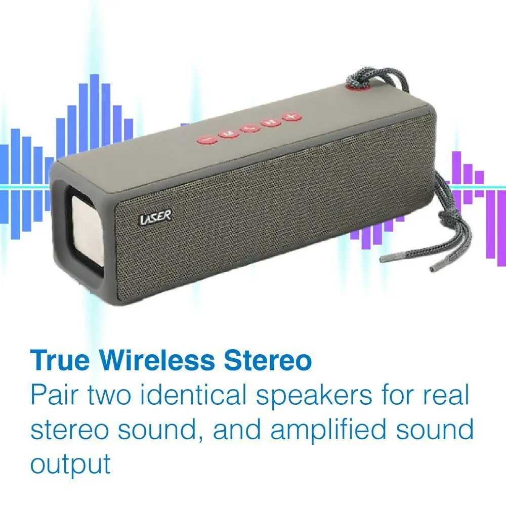 Laser TWS Portable Wireless Bluetooth Bar Speaker/FM Radio/Mic Audio/Music Grey