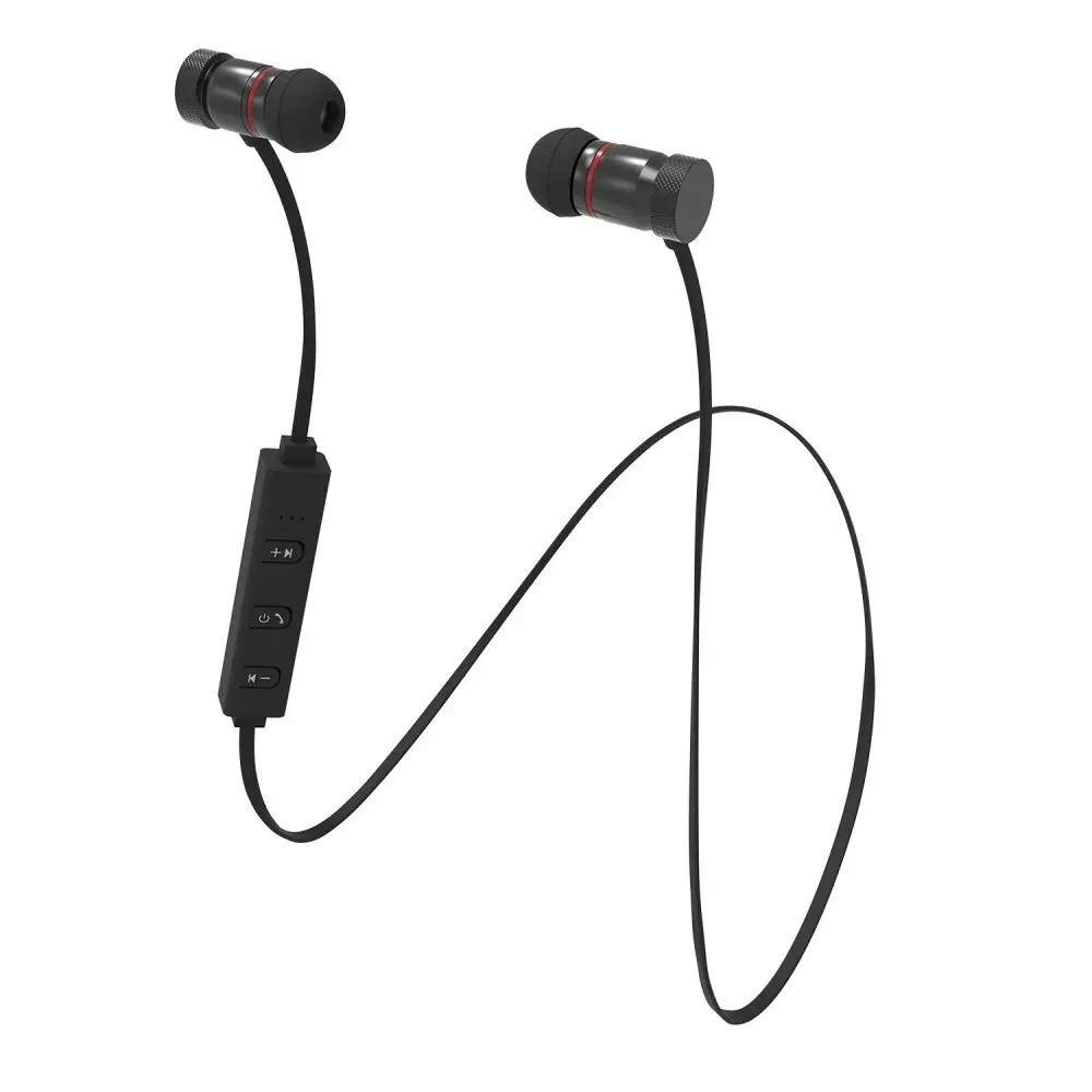 Laser Magnetic Wireless Bluetooth Sports In-Ear Earphones w/ In-Line Control BLK