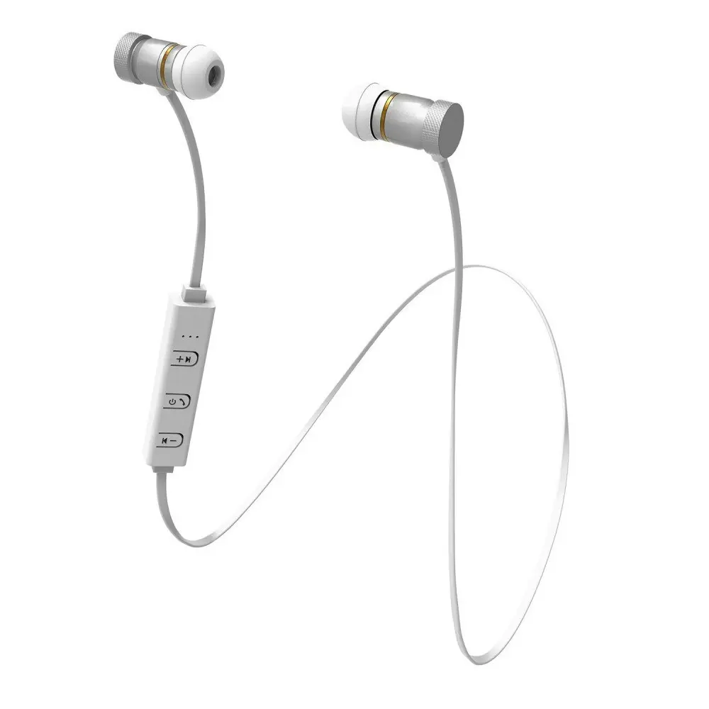 Laser Magnetic Wireless Bluetooth Sports In-Ear Earphones w/ In-Line Control WHT