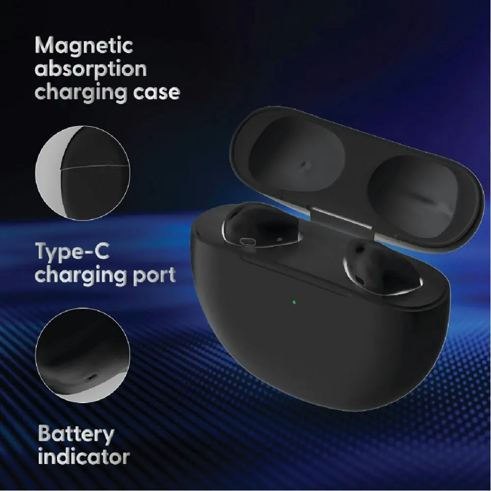 Laser TWS Wireless Bluetooth Earbuds In-Ear Earphones w/ Charging Case Black