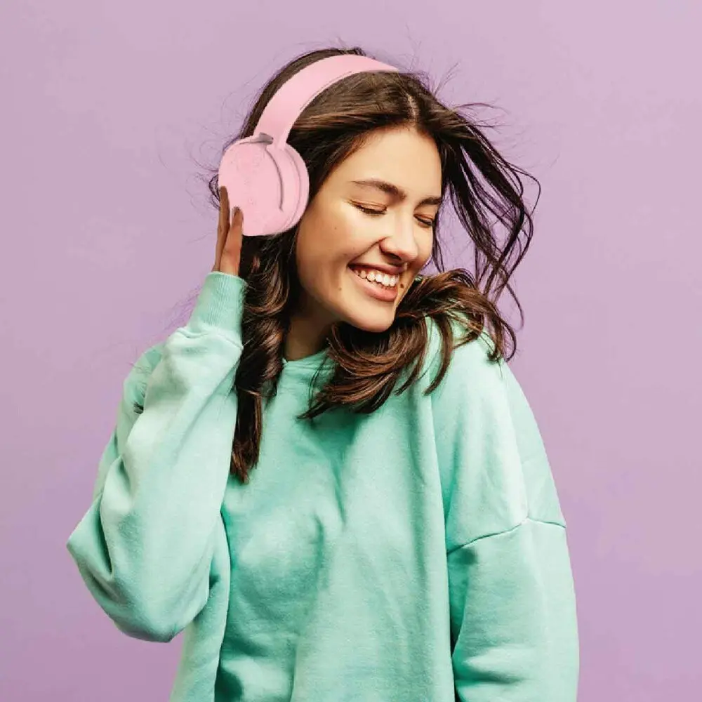 Laser Kids Bluetooth Wireless Headphones Adjustable Foldable On-Ear Headset Pink