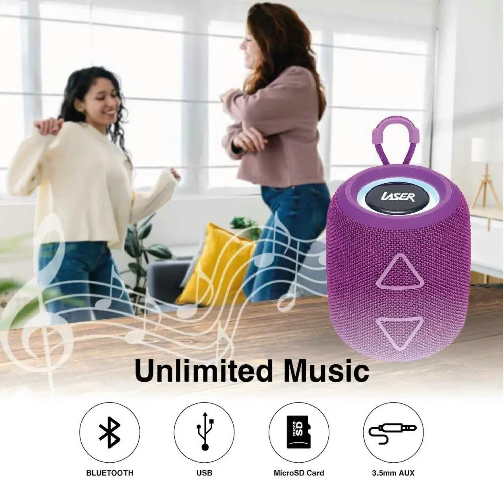 Laser Portable Mini Fabric Wireless Bluetooth Speaker Audio/Music TWS Purple