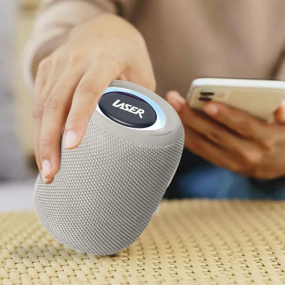 Laser Portable Mini Fabric Wireless Bluetooth Speaker Audio/Music TWS Silver