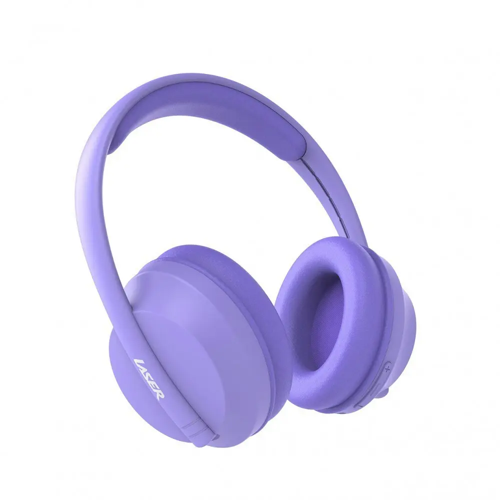 Laser Kids ANC Wireless Bluetooth Over-Ear Headphones Headset w/ Mic Lilac 3y+