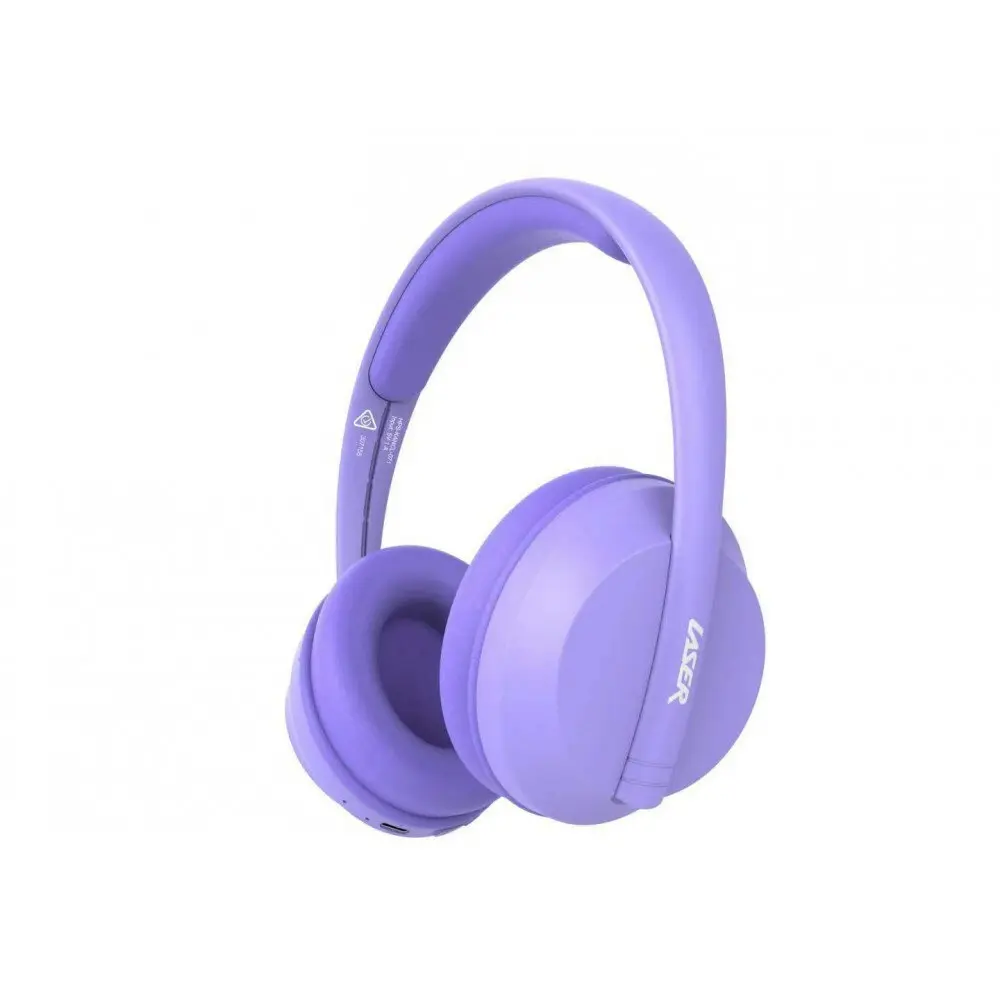 Laser Kids ANC Wireless Bluetooth Over-Ear Headphones Headset w/ Mic Lilac 3y+