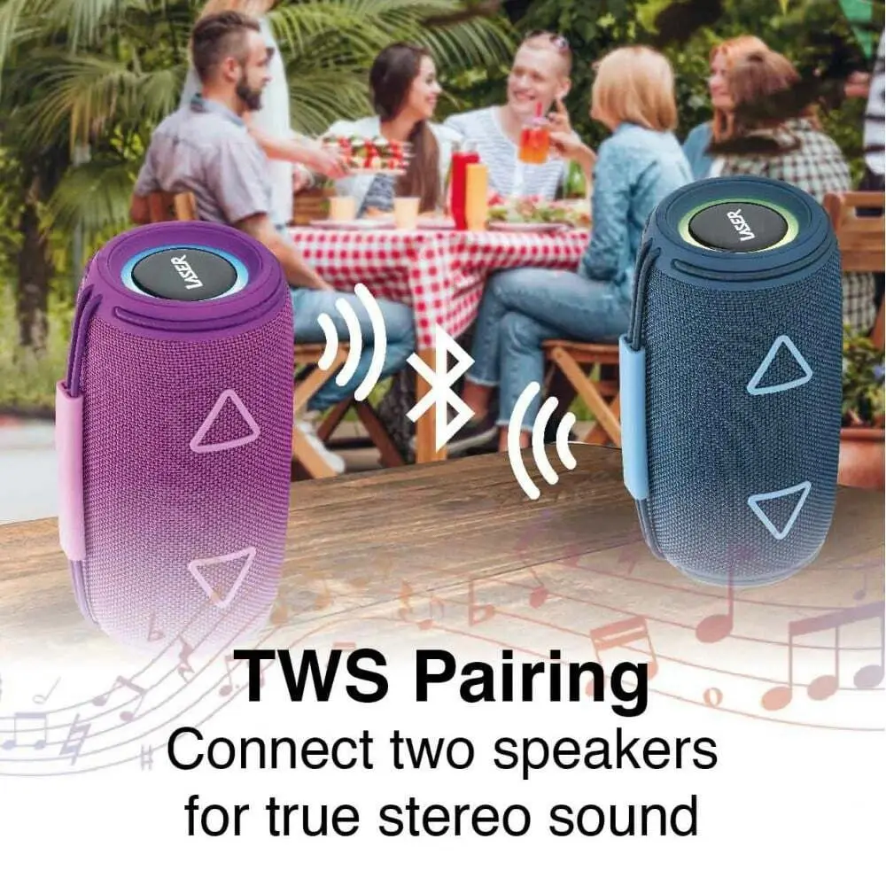 Laser Portable Fabric Wireless Bluetooth Speaker LED Audio/Music TWS Max Blue