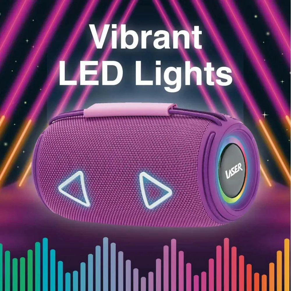 Laser Portable Fabric Wireless Bluetooth Speaker LED Audio/Music TWS Max Purple