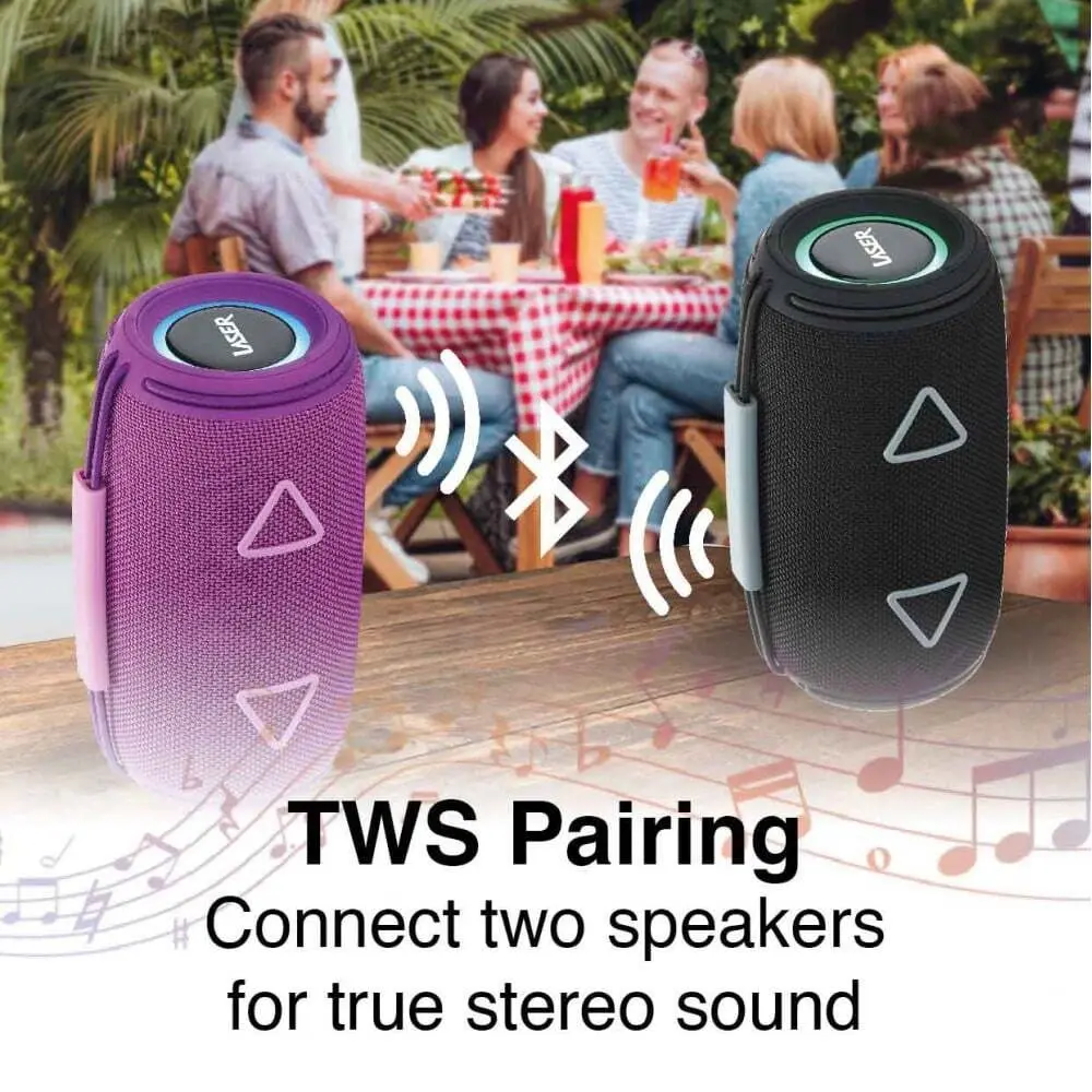 Laser Portable Fabric Wireless Bluetooth Speaker LED Audio/Music TWS Max Purple