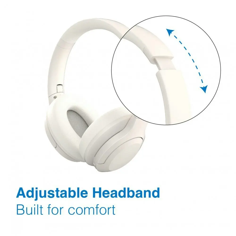 Laser ANC Wireless Bluetooth Over-Ear Headphones Headset w/ Microphone White