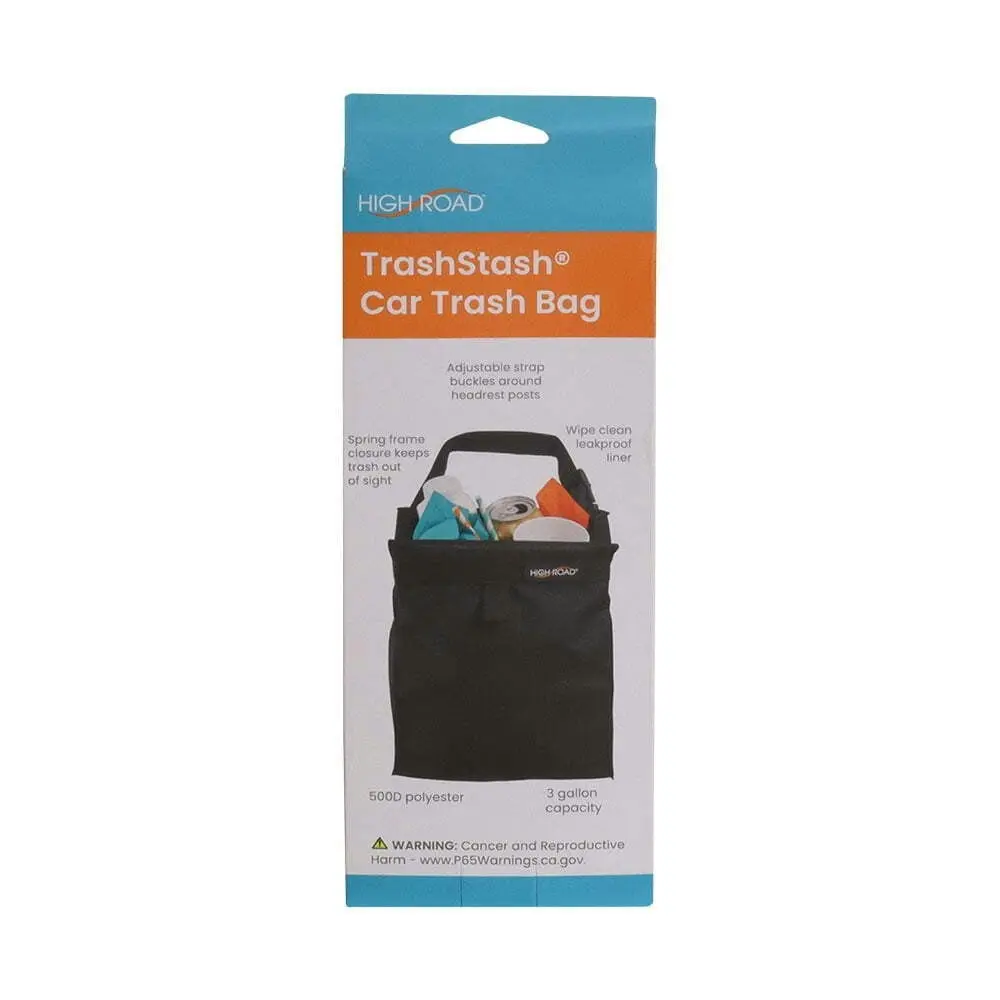 High Road TrashStash Adjustable Car Hanging Trash/Garbage Bin Storage Bag Black