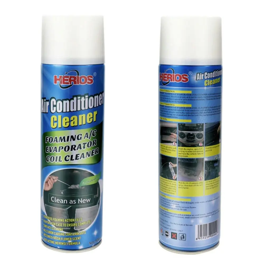 2PK Herios 500ml Car Air Conditioner Cleaner Foam Evaporator Coil Dirt Remover