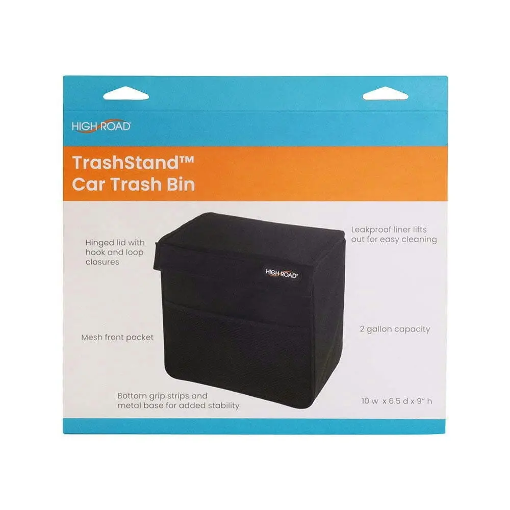 High Road Trash Stand Car Bin Basket Waste/Garbage Holder Storage w/ Liner Black