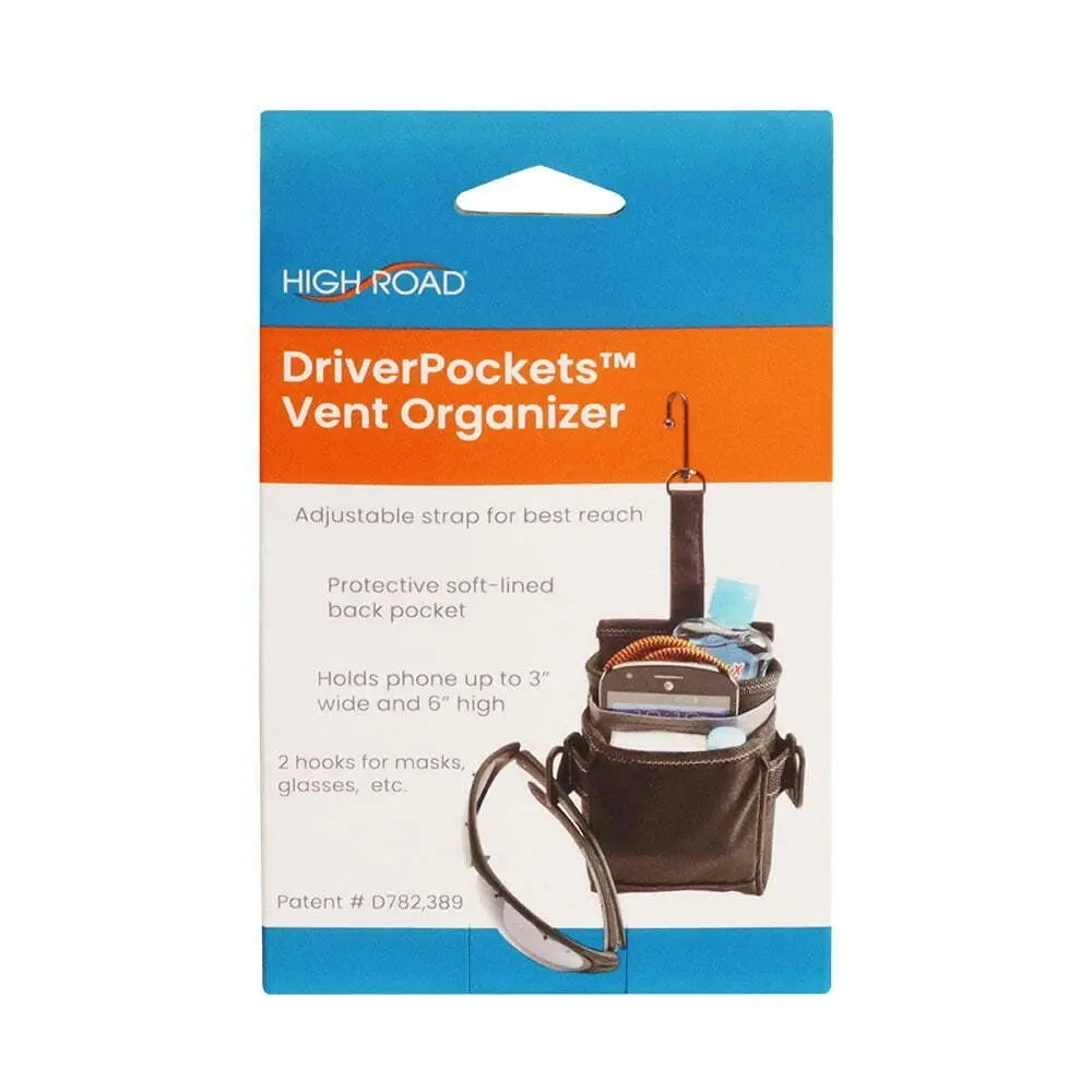 High Road Driver Car Pocket Vent Organiser Hanging Secure Storage Pouch Black