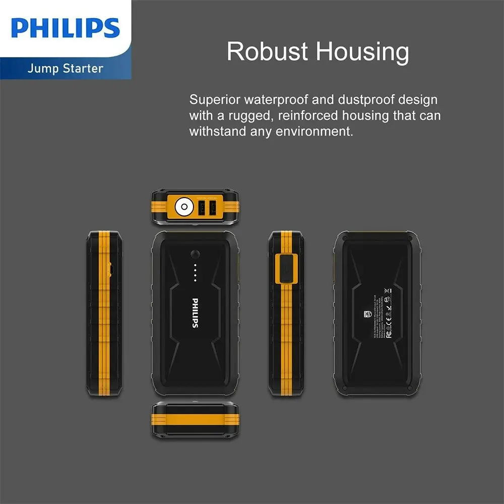 Philips 12000mAh Portable Emergency Car Battery Jump Starter For 12V Vehicle BLK