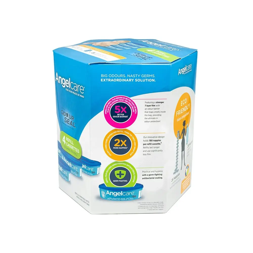 Angelcare 4PK Baby Nappy Diaper Disposal Cassete Refills for Disposal System Bin