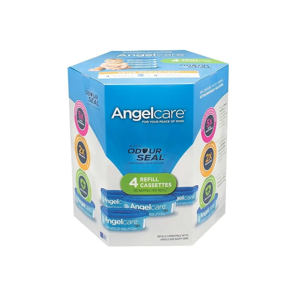 Angelcare 4PK Baby Nappy Diaper Disposal Cassete Refills for Disposal System Bin