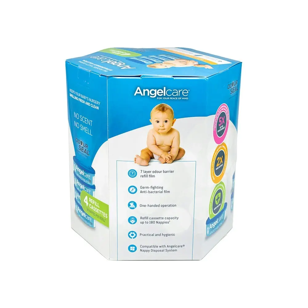 Angelcare 4PK Baby Nappy Diaper Disposal Cassete Refills for Disposal System Bin