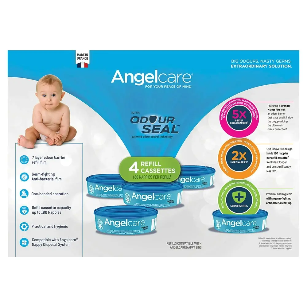 Angelcare 4PK Baby Nappy Diaper Disposal Cassete Refills for Disposal System Bin