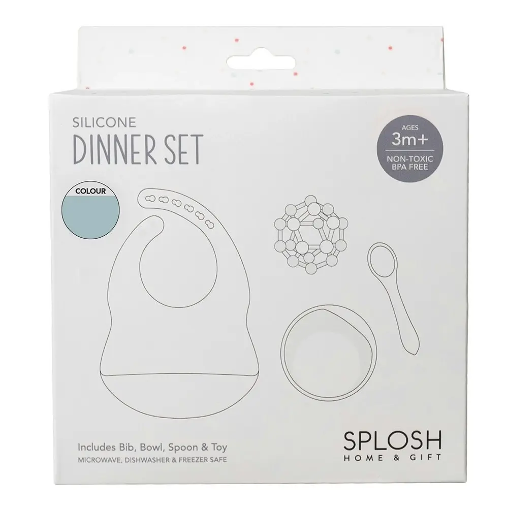 Baby 48x43cm Silicone Dinner Set Gift Boxed Baby/Infant Feeding Tableware Blue