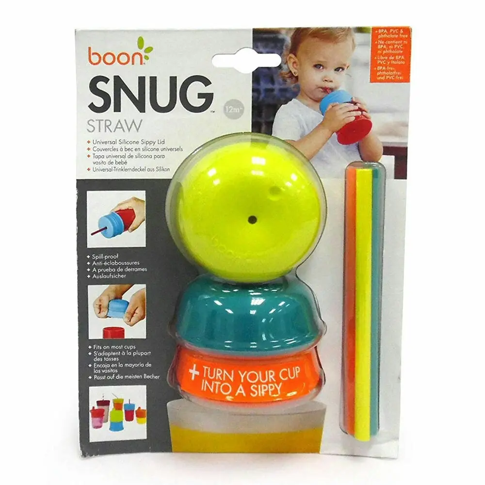 6pc Boon Snug Straw Baby/Boy/12m+/Infant Universal Cup Cover/Lid BL/OR/YL