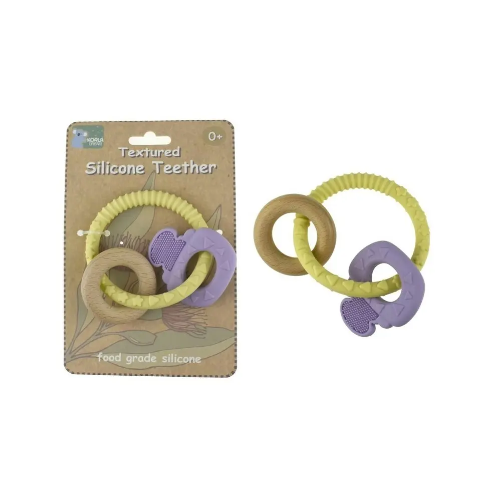 2x Koala Dream Textured Silicone Key Baby/Toddler Chew Teether Toy Purple 0m+