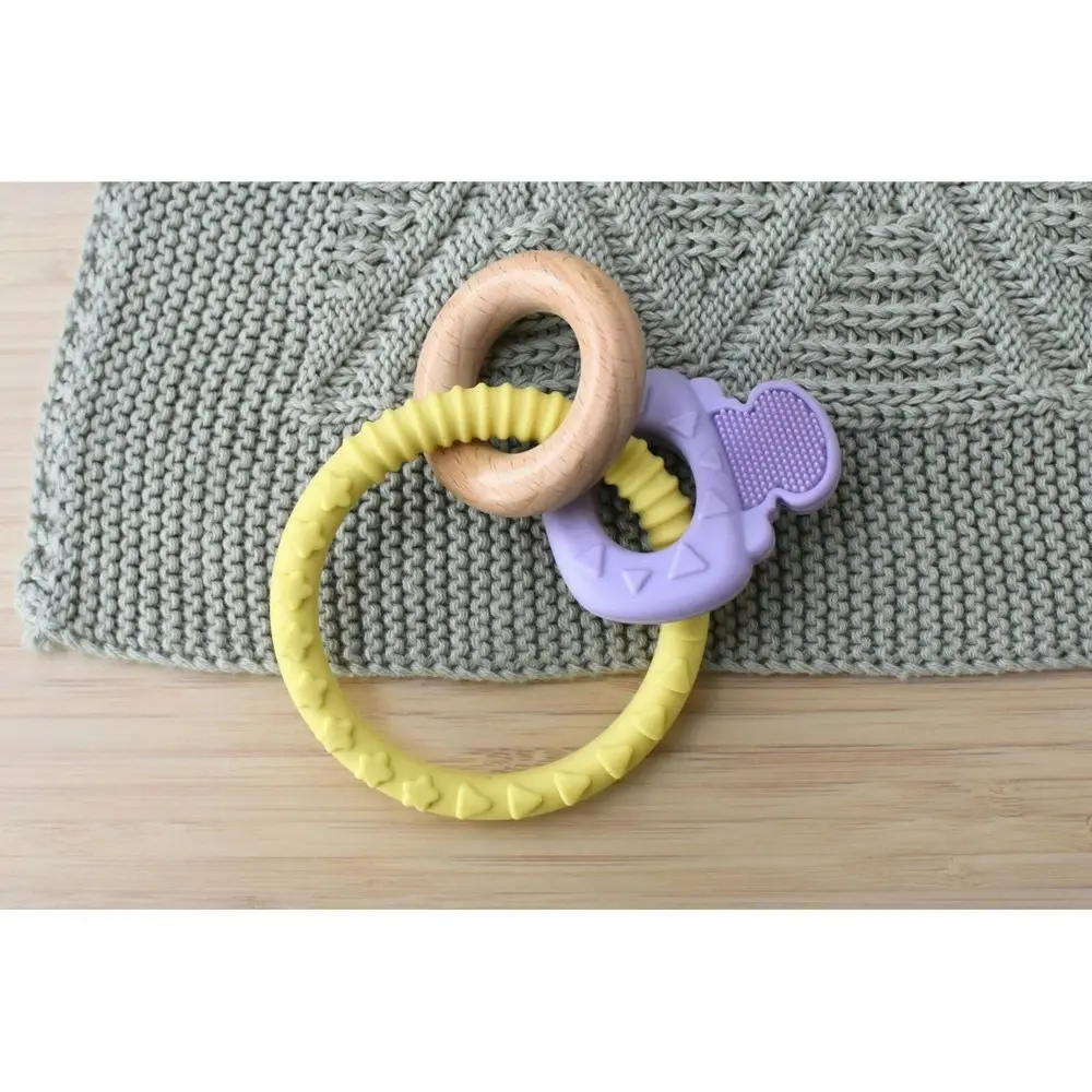 2x Koala Dream Textured Silicone Key Baby/Toddler Chew Teether Toy Purple 0m+