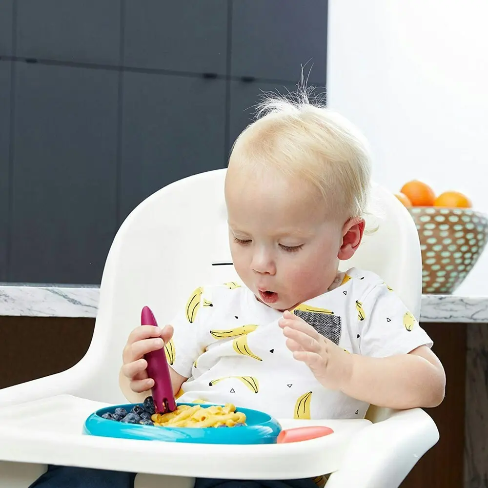 8pc Boon JAB Silicone Food Utensils Feeding Baby 1y+ Feeder Infant Coral/Purple