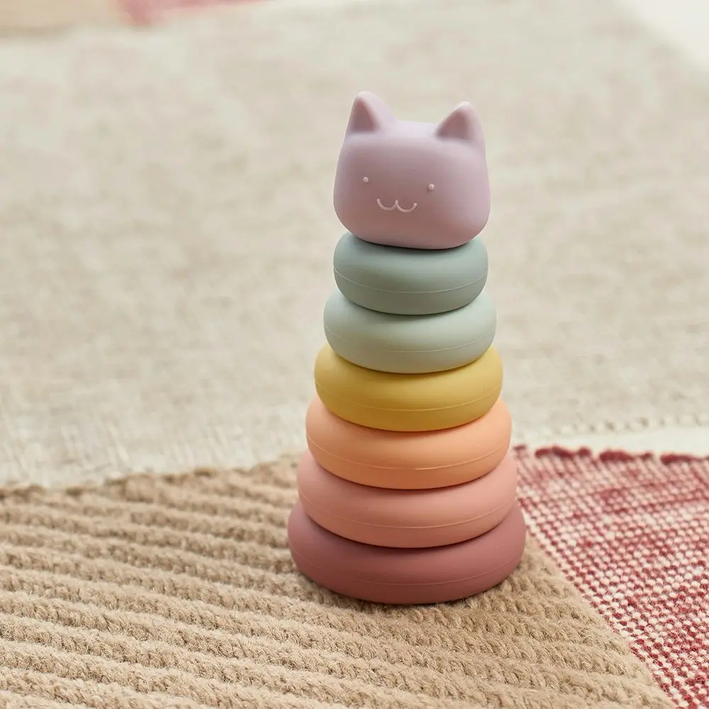 7pc Annabel Trends Silicone Cat Stackables Baby/Kids/Child Chew Teether/Toy 0m+