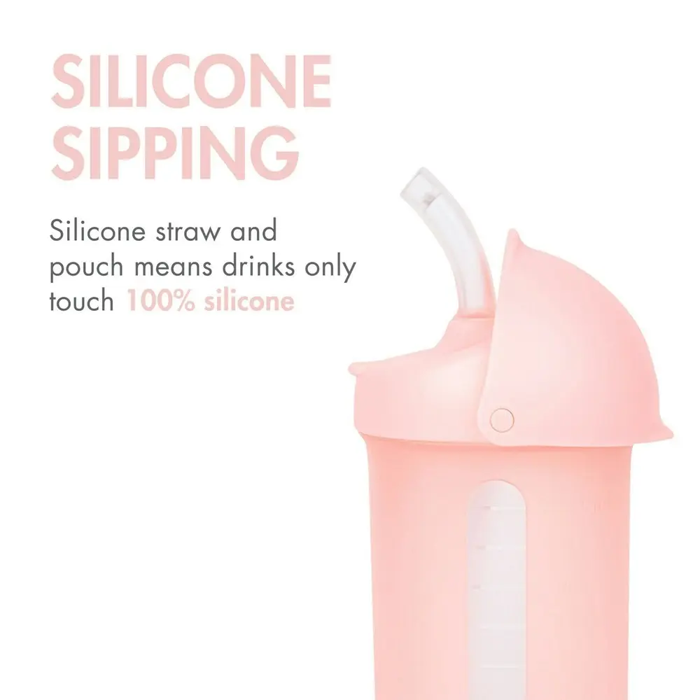 Boon Swig 270ml Water Bottle Sippy Cup w/ Silicone Straw Baby/Toddler 6m+ Blush