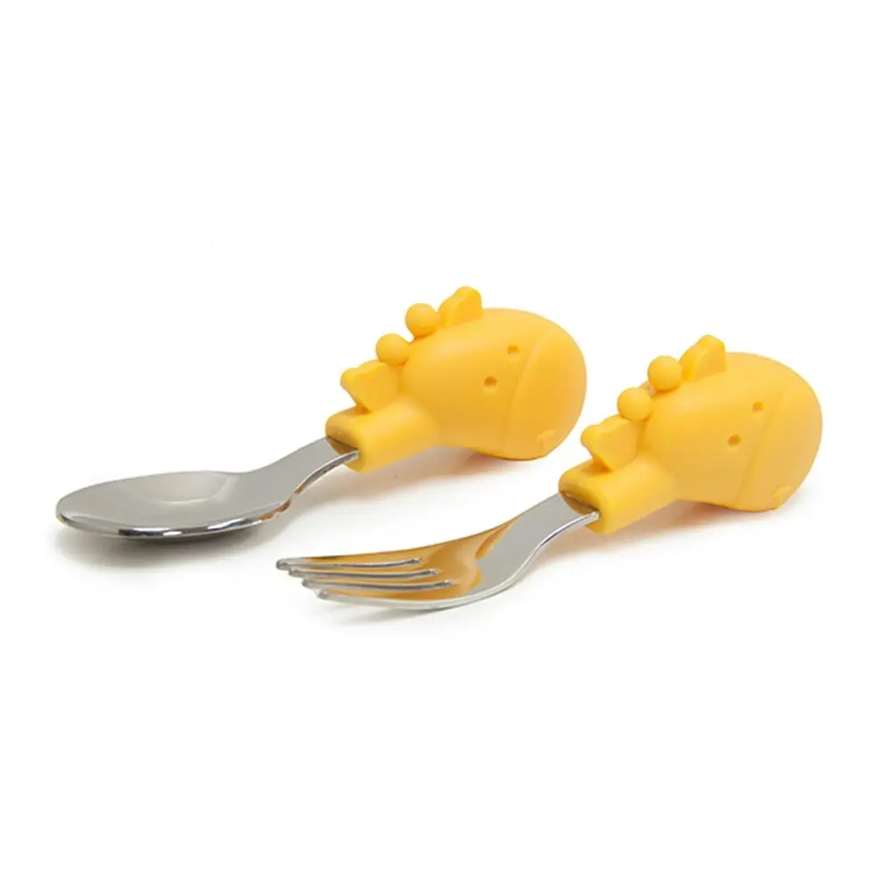 2x Marcus & Marcus Palm Grasp Fork/Spoon Utensil Set Toddler 18m+ Lola Giraffe