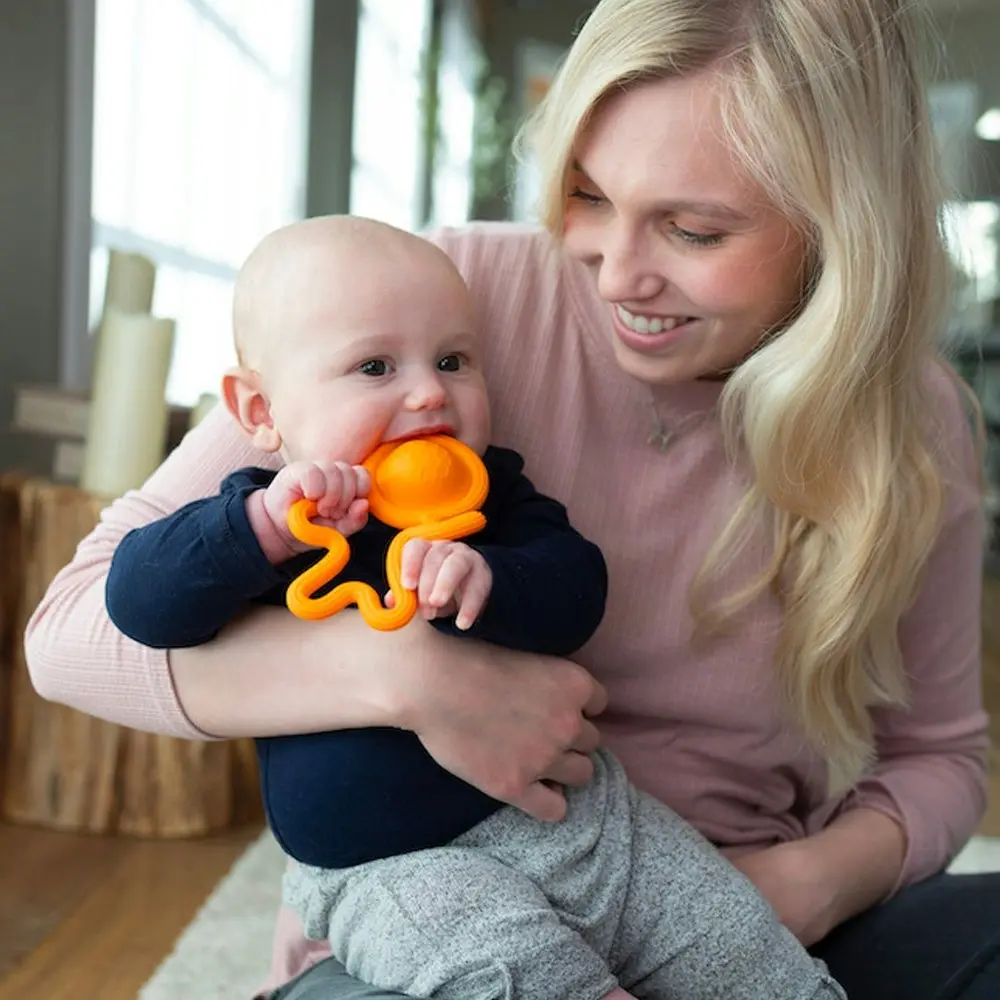 Fat Brain Toy Co. Lil Dimpl Kids Silicone Teether Toy Orange 14cm BPA-Free 0m+