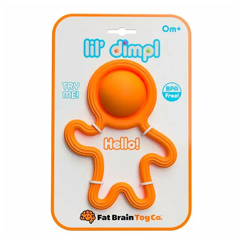 Fat Brain Toy Co. Lil Dimpl Kids Silicone Teether Toy Orange 14cm BPA-Free 0m+