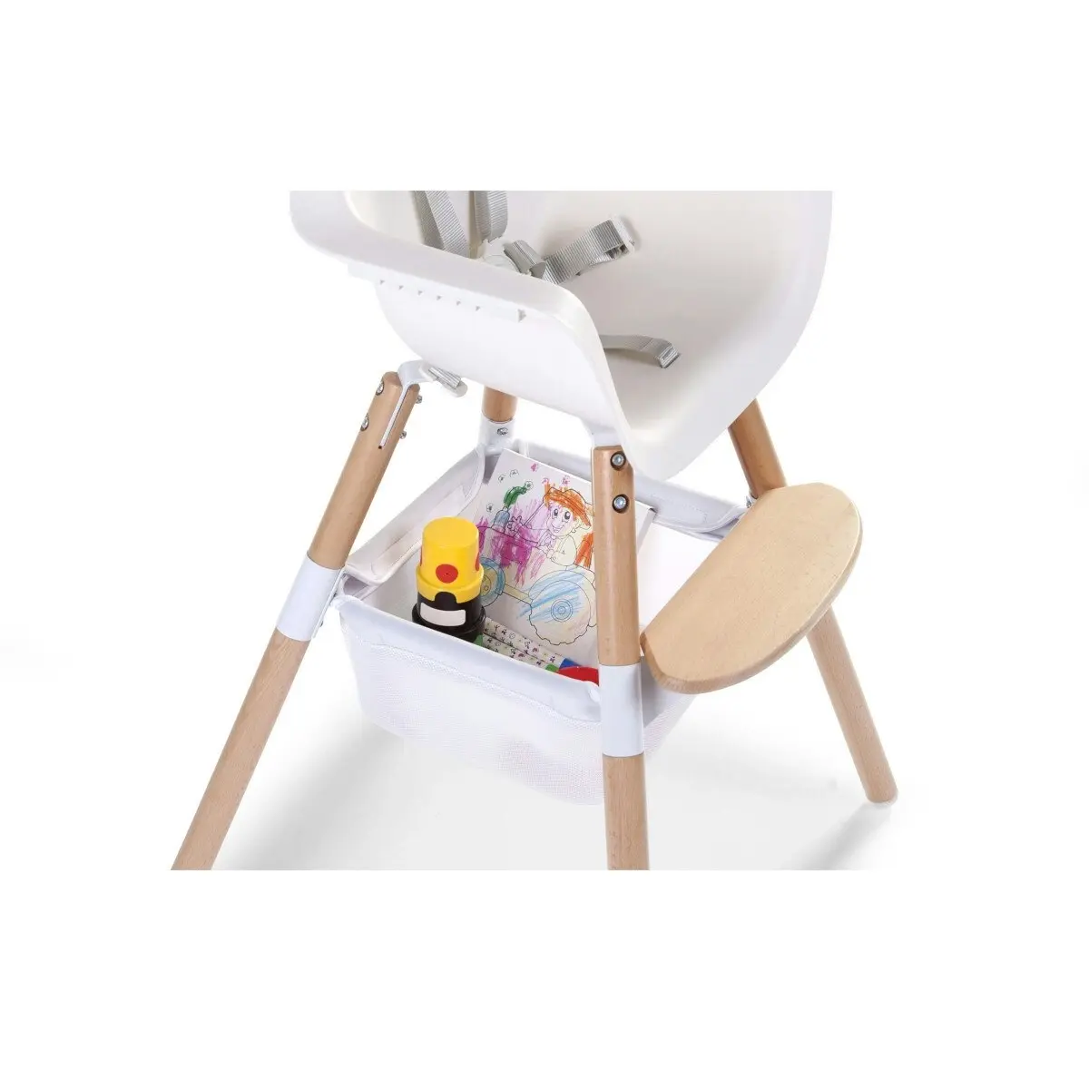 Childhome Evolu 2 Mesh Storage 30cm Basket For Evolu 2 Baby High Chair White