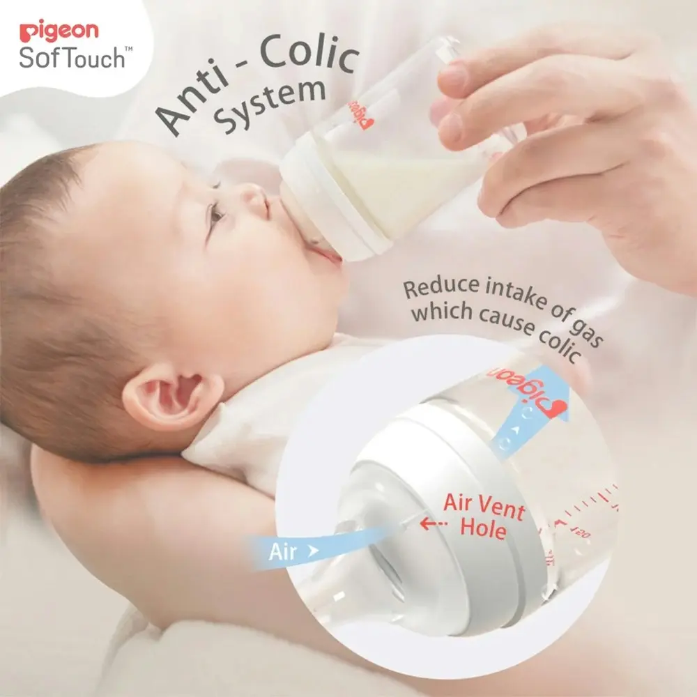 2pc PIGEON Softouch lll Drinking/Feeding Bottle PPSU Anti-Colic 240ml Baby 3m+