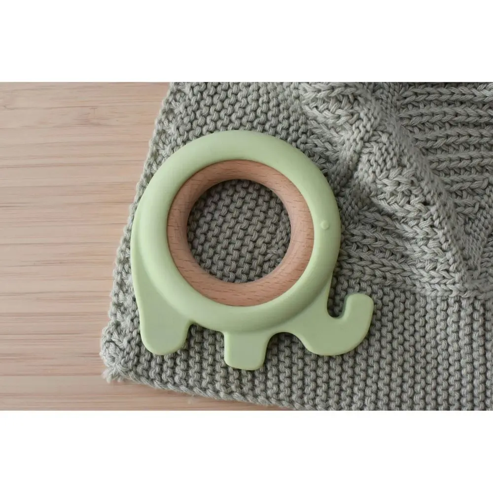 2x Koala Dream Silicone/Wooden Elephant Baby/Toddler Chew Teether Toy Green 4m+