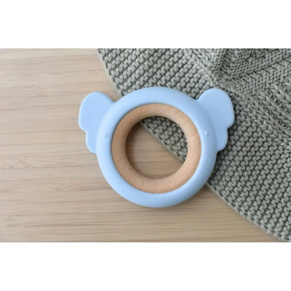 2x Koala Dream Silicone/Wooden Koala Baby/Toddler Chew Teether Toy Blue 4m+