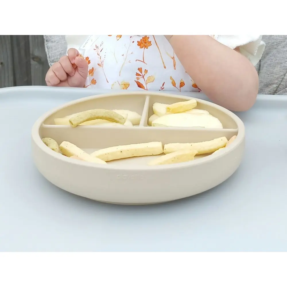 Playette Silicone Divided Baby/Infant Food Plate w/ Suction Base Sand 4m+