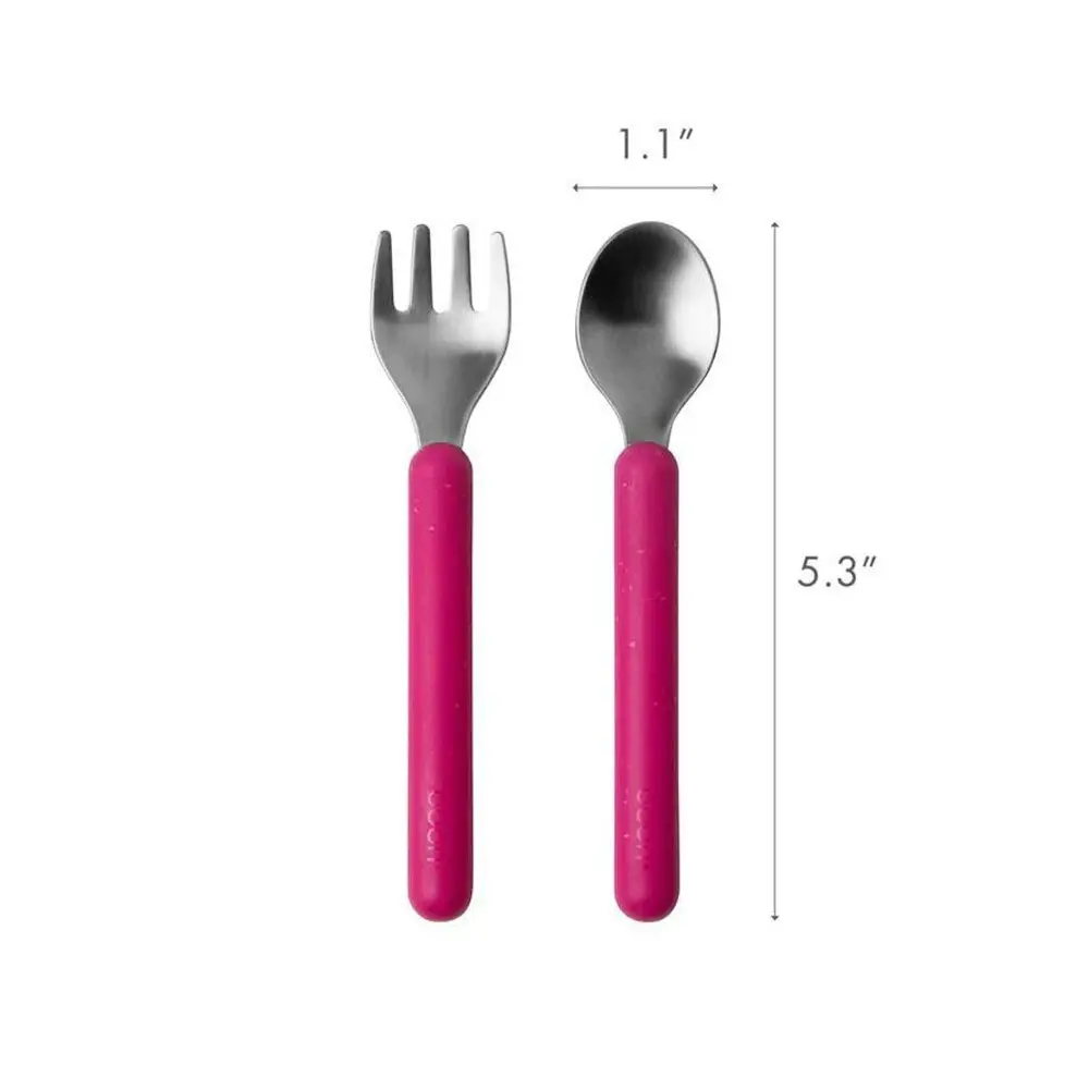 6pc Boon Chow Baby/Toddler Stainless Steel Utensils Pink/Magenta 18M+