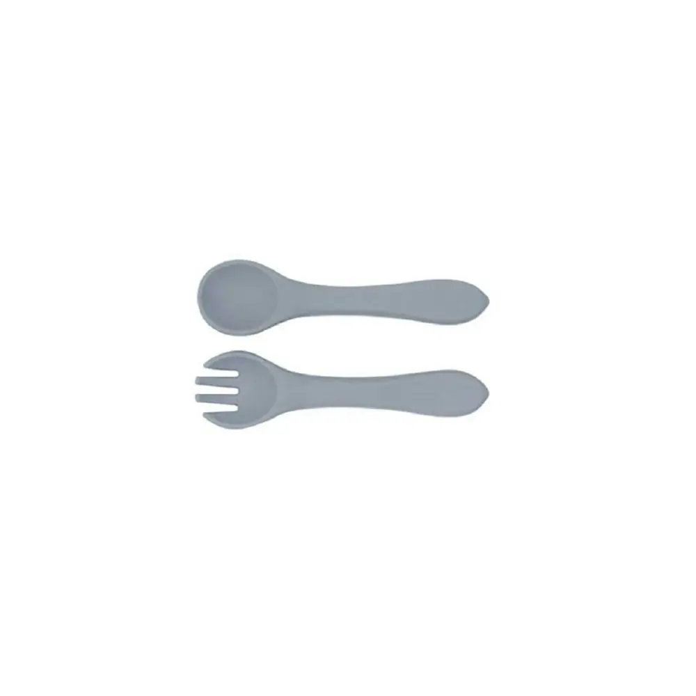 2x Urban Products 13.5cm Silicone My First Cutlery Spoon/Fork Kids Blue 6M+