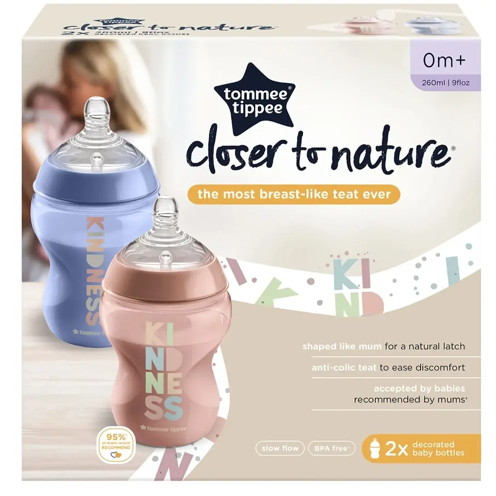 2PK Tommee Tippee 260ml Feeding Bottle w/Silicone Teat Baby/Newborn Patterned GY