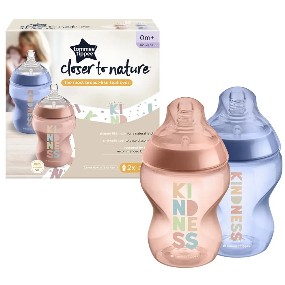 2PK Tommee Tippee 260ml Feeding Bottle w/Silicone Teat Baby/Newborn Patterned GY