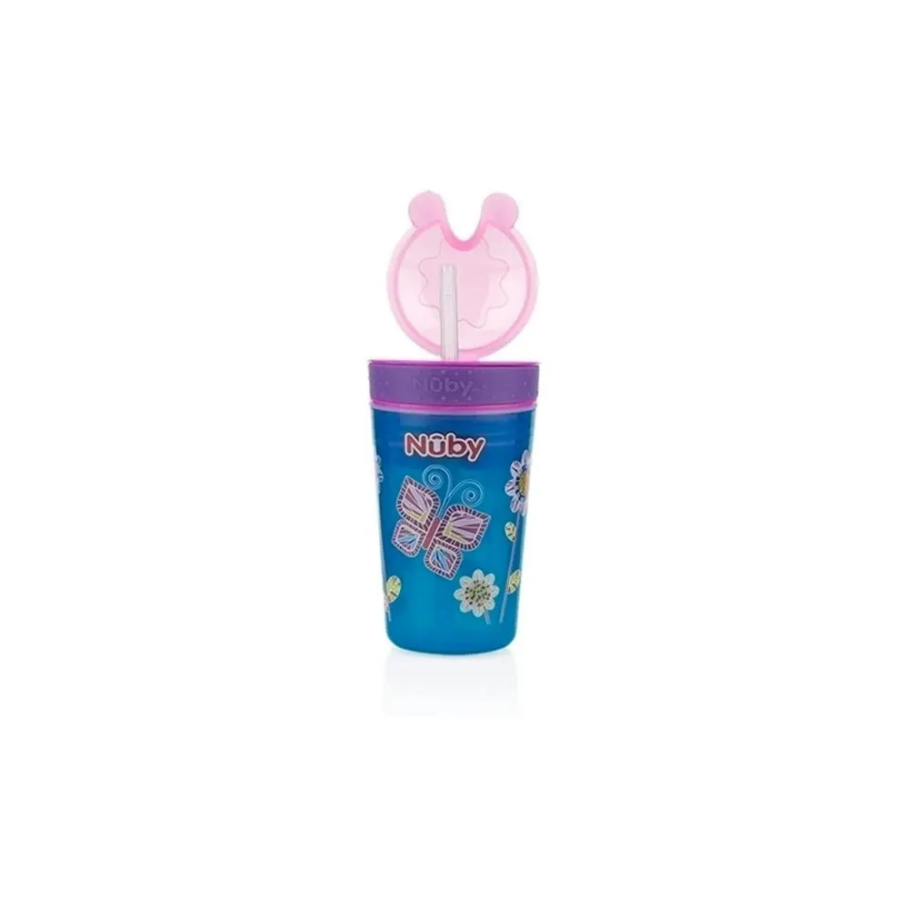 2x Nuby 2-in-1 Snack and Sip Drinking Cup w/ Container 270ml 6m+ Assorted