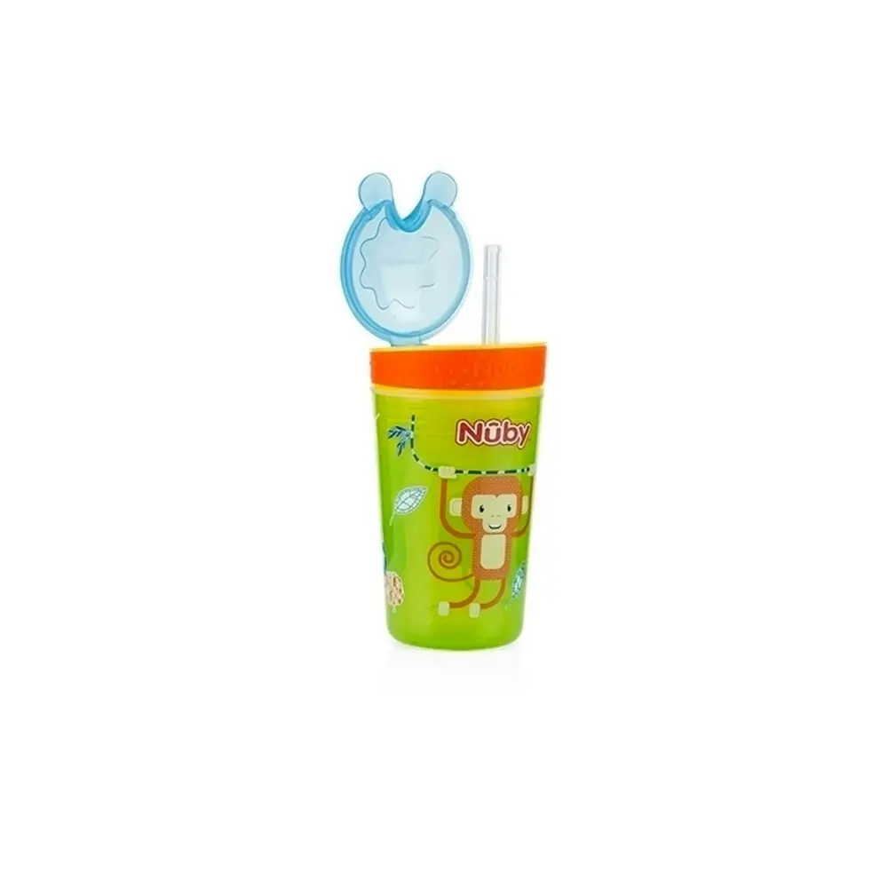 2x Nuby 2-in-1 Snack and Sip Drinking Cup w/ Container 270ml 6m+ Assorted