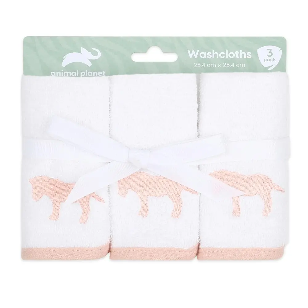 3x 3pc Animal Planet Infant Cotton Washcloths Be Kind To Every Kind Zebra 25cm