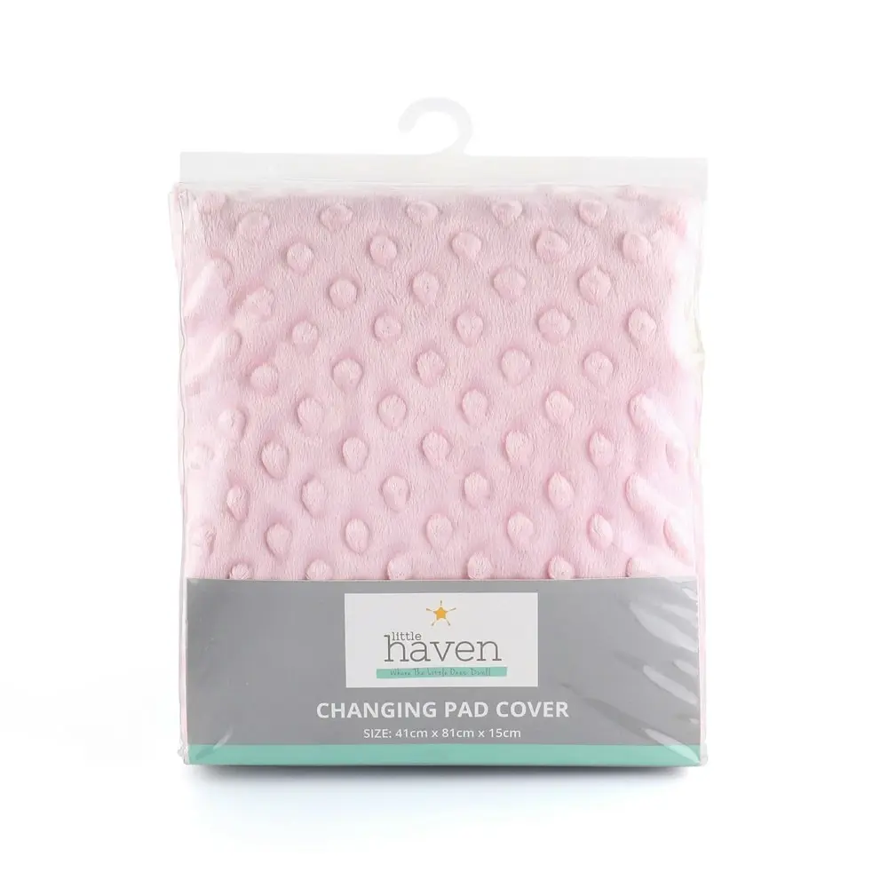 2x Little Haven Infant Polyester Changing Pad Cover Sleeve Dot Velour 81cm Pink