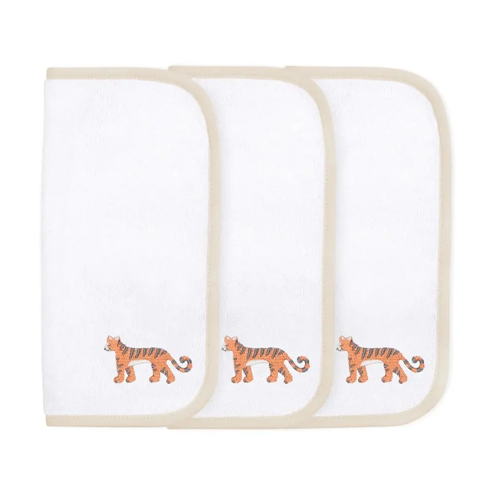 3x 3pc The Peanutshell Safari Boho Cotton Washcloth 25.4cm Bath Washer Towel WHT