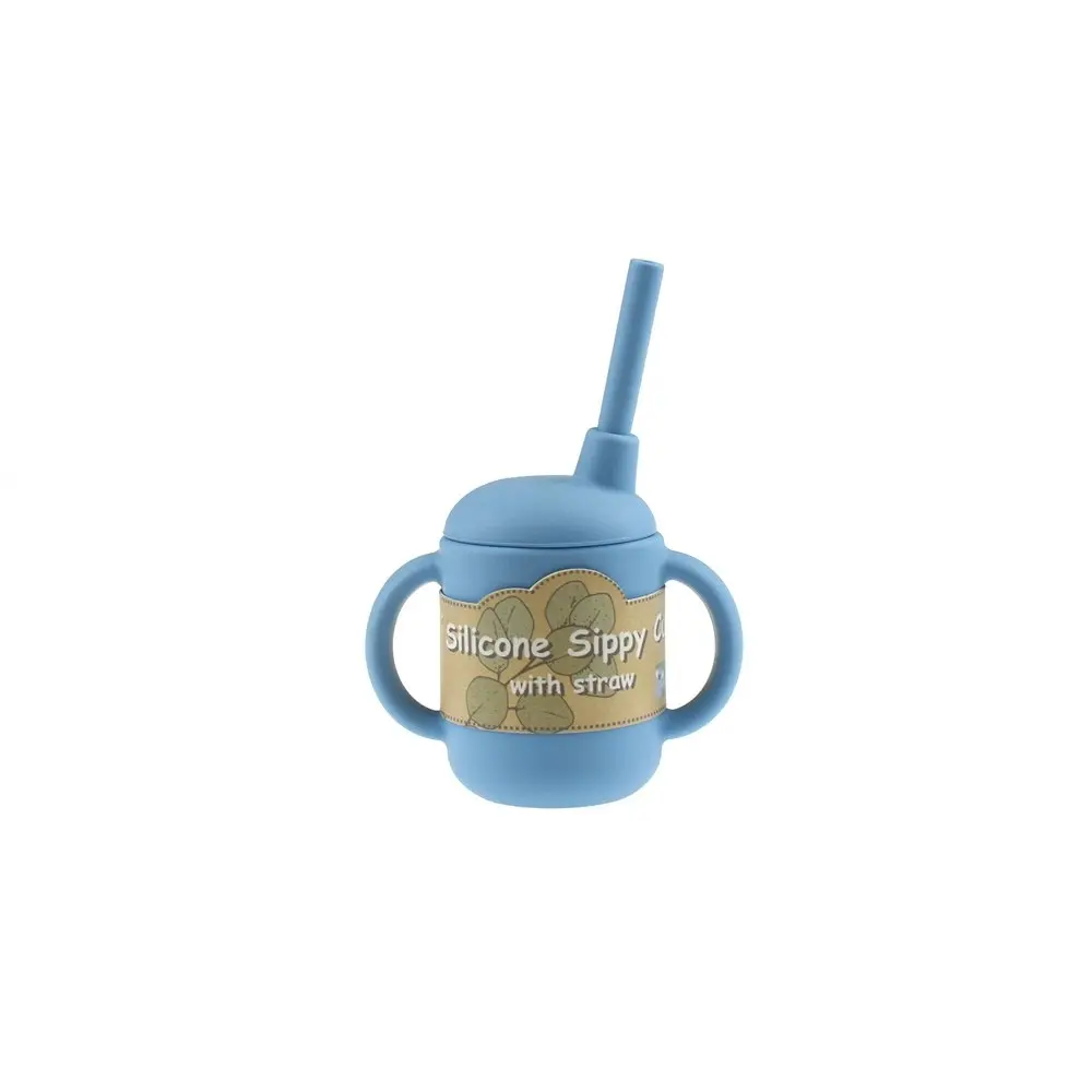 2x Koala Dream Silicone Baby/Toddler Sippy Cup/Mug w/ Straw And Handles Blue 0m+