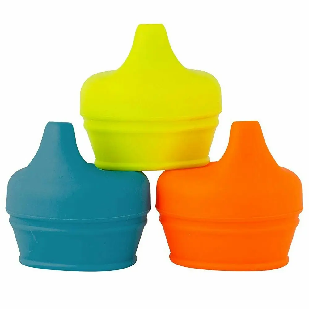 9pc Boon Snug Spout Baby/Boy/9m+/Infant Cup Universal Cover/Lid - BL/OR/YL