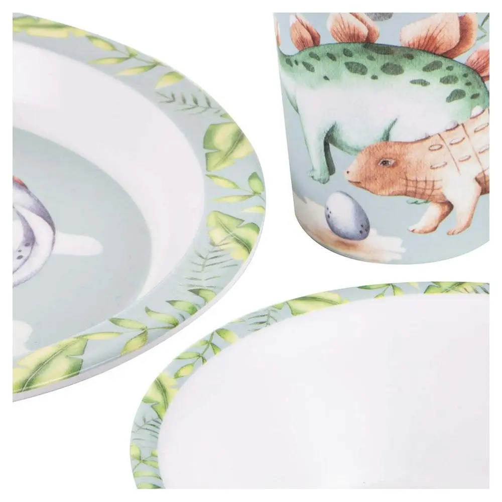 5pc Ashdene Dino Land Kids/Children Melamine Dinner Cup/Bowl/Plate/Fork/Spoon